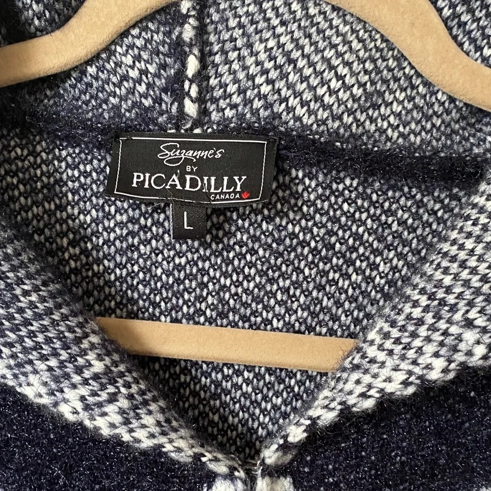 Picadilly Fashion Navy and White Teddy Jacket - Picture 2 of 6